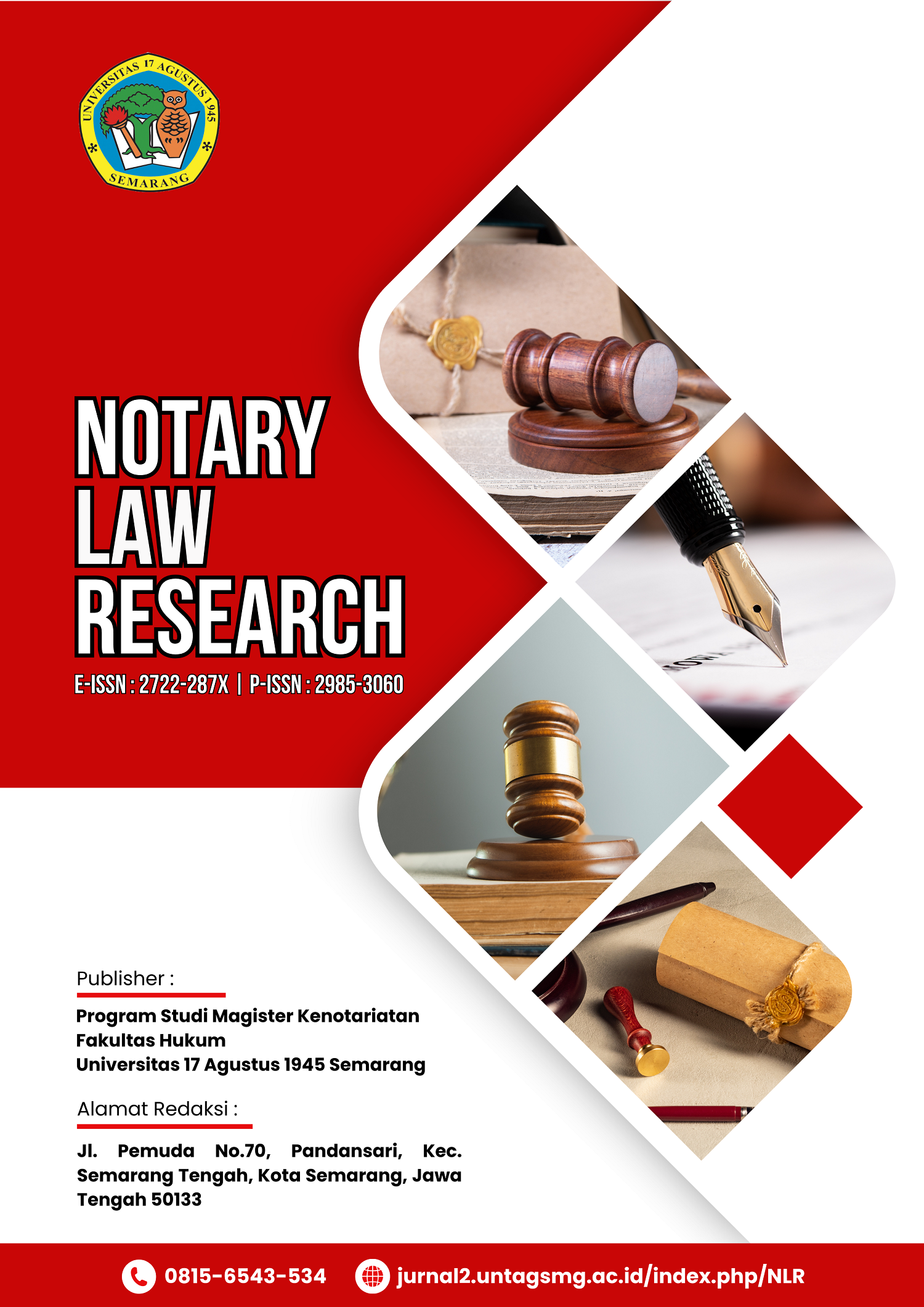 					View Vol. 4 No. 2 (2023): Juni: Notary Law Research
				